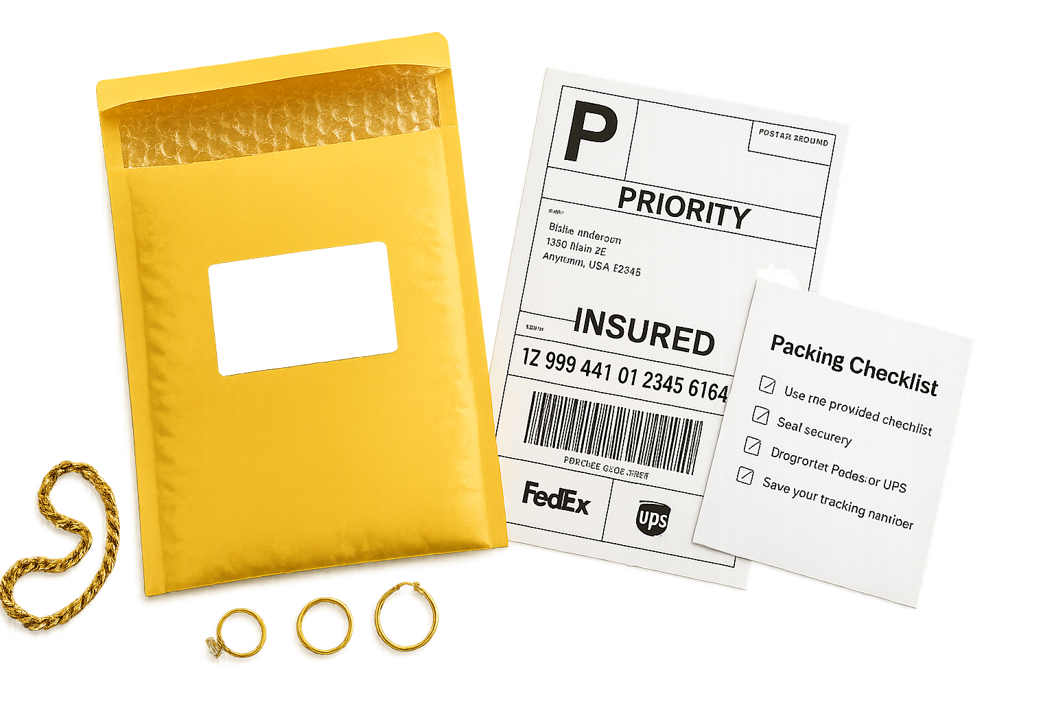 Insured mail-in kit contents illustration